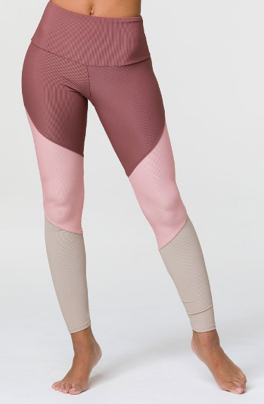 Image Title Onzie High Rise Track Legging - Toast Rib Combo